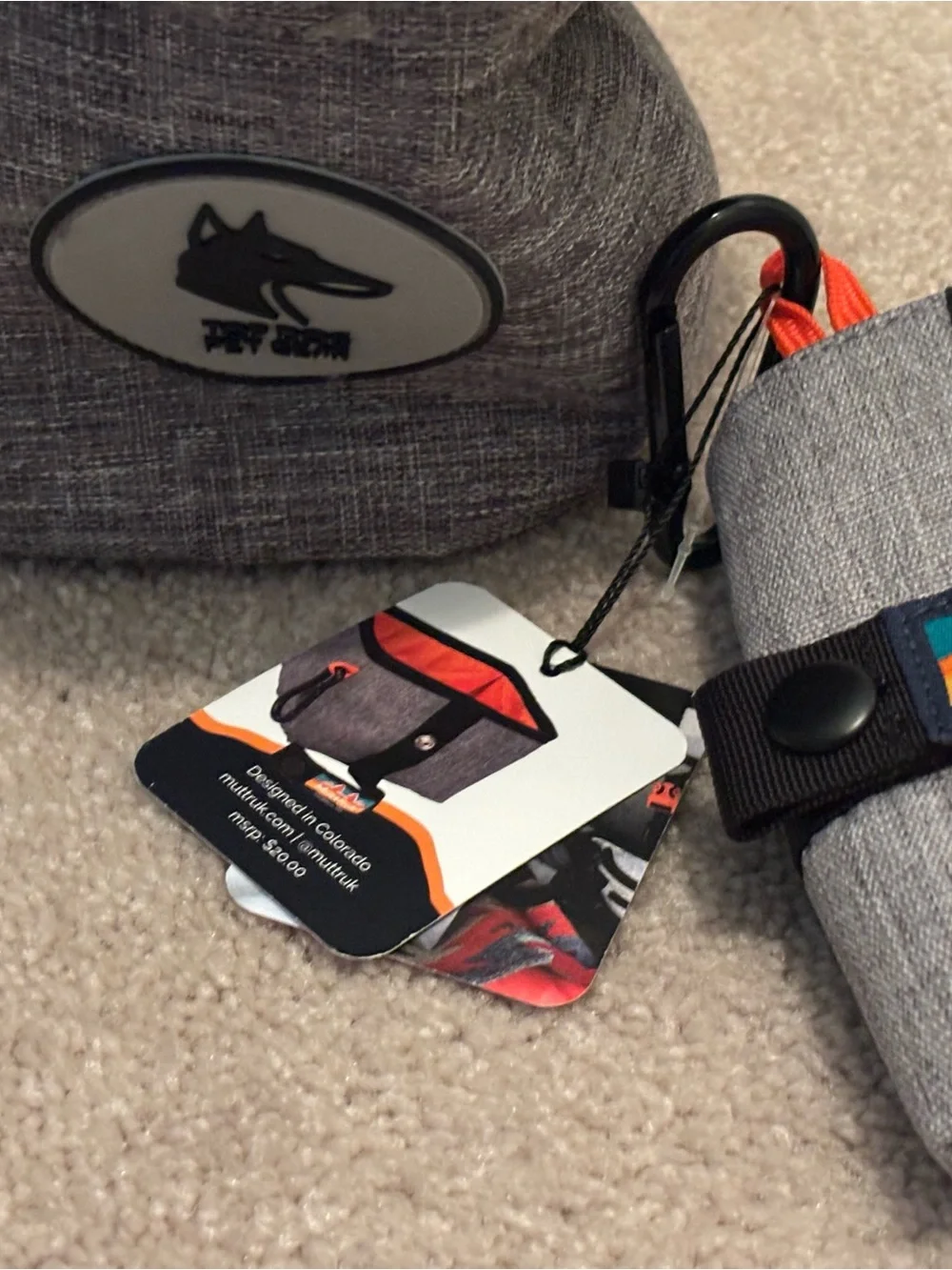 Muttruk Dog Travel Water Bowl Foldable Gray Orange New Top Dog Pet Bag